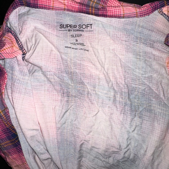 Torrid Super Soft Sleep Shirt – Size 3 – Pink Plaid - Picture 3 of 5